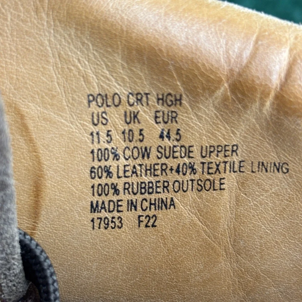 Polo Ralph Lauren Court Suede High Top Classic Preppy Sneakers Brown Men Sz 11.5